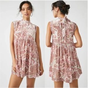 Free People All the Time Velvet Mini Dress in Petal Combo